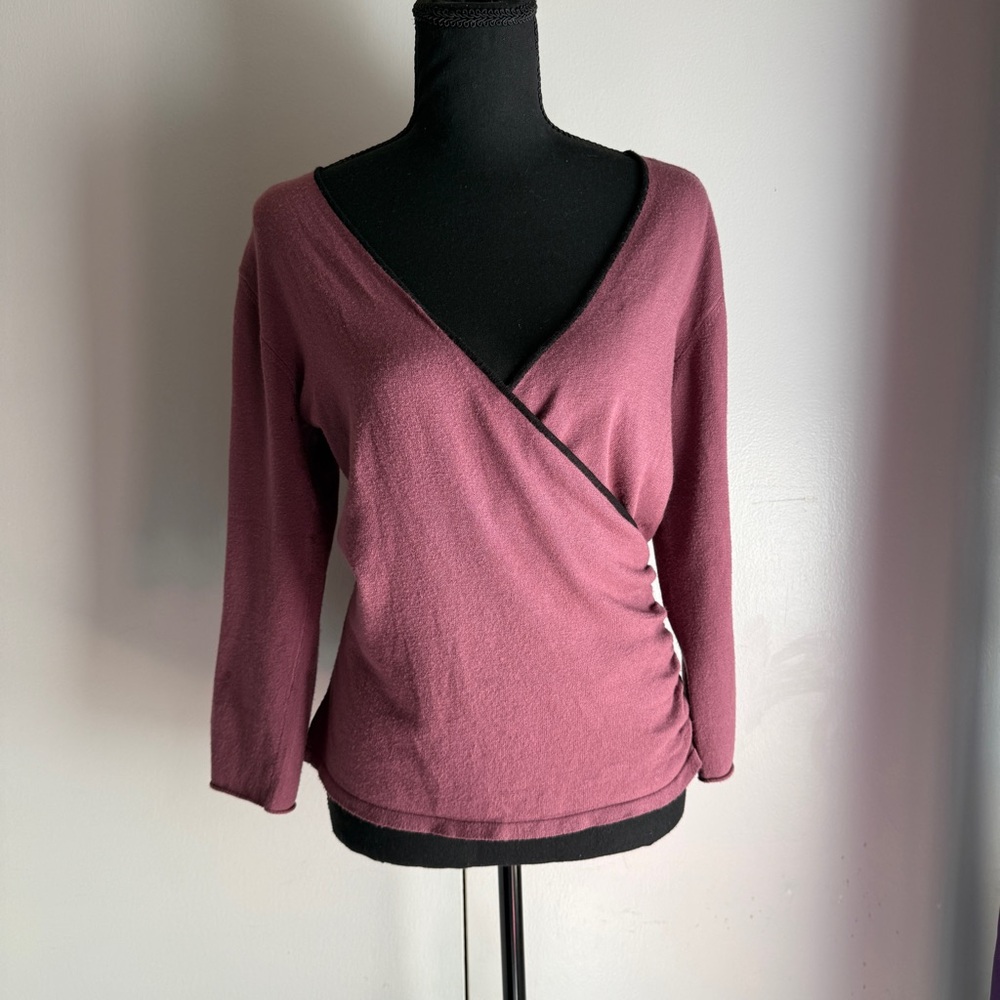 Margaret O'Leary Mauve Wrap-Style Long Sleeve Top